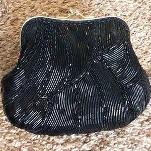 Black beaded clutch purse - NWOT